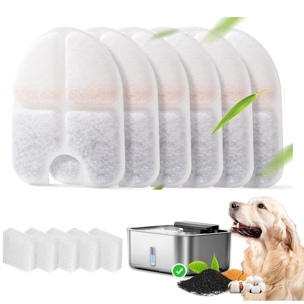 6 Unidades Filtro Para 12L inox Bebedouro Cão Newpet - Branco