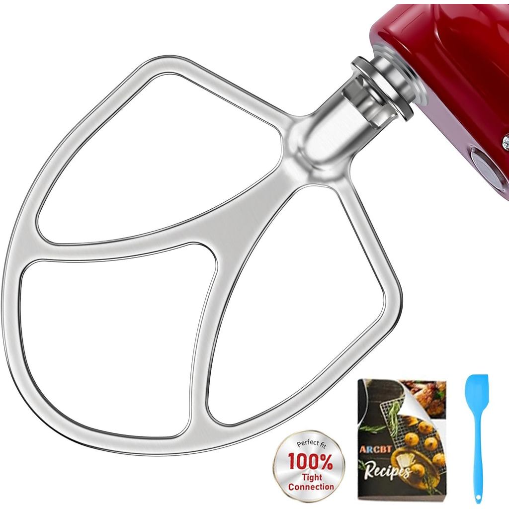 Batedor plano de aço inoxidável 316 de 6QT para KitchenAid 5QT Bowl-Lift Professional 5 Plus Mixer, sem revestimento, re