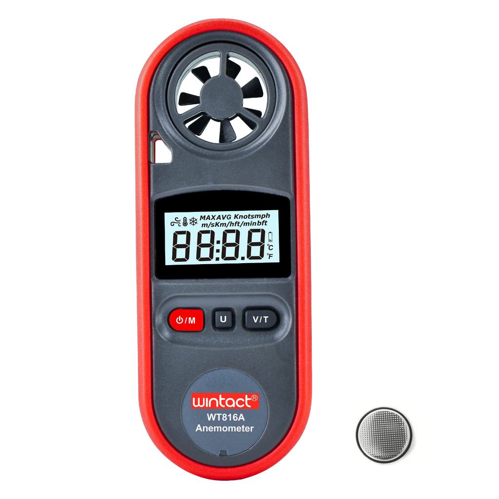 Anemômetro Portátil Wintact, Medidor Digital de Velocidade do Vento, Testador de Velocidade do Fluxo de Ar com Medição d