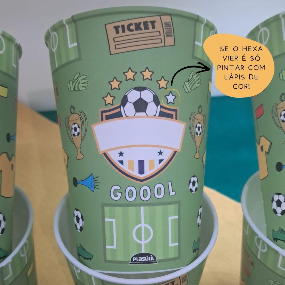 Kit 10 Copos Futebol Copa do Mundo Time Brasil Lembrancinha Aniversário Festa Temática Brinde Plasútil