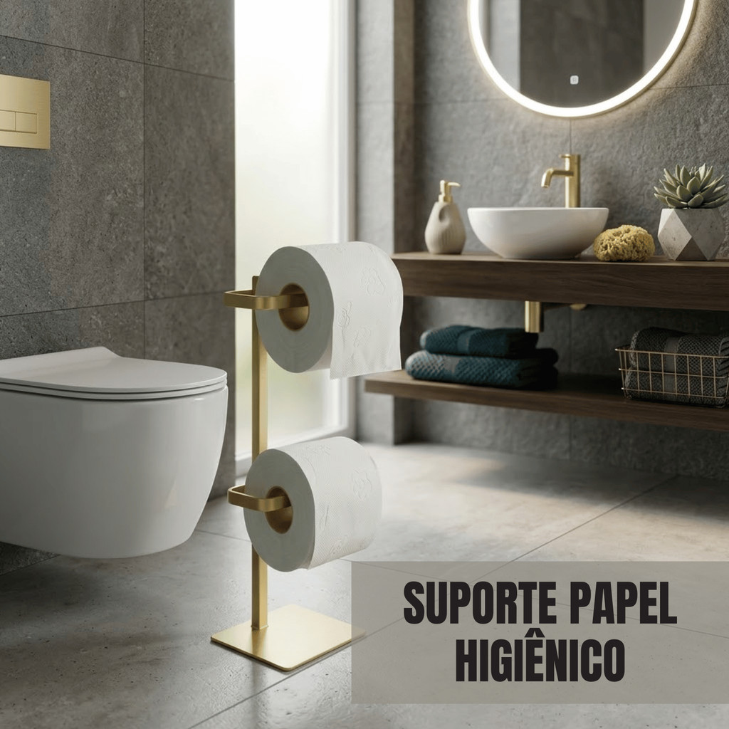 Suporte Porta Papel Higiênico De Chão Luxo Prateado Preto Dourado Para Banheiro Moderno Minimalista