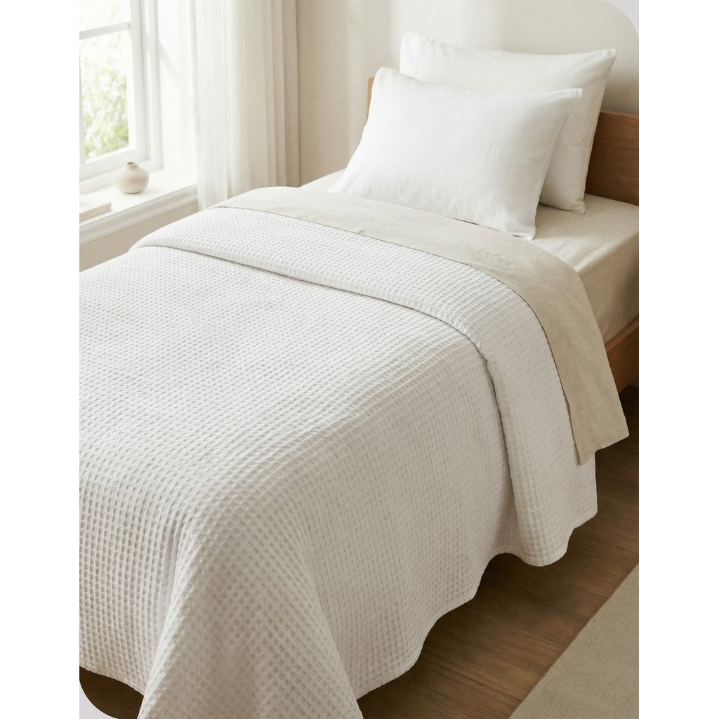 Colcha Solteiro Gênova 100% 160x220cm Branca Teka