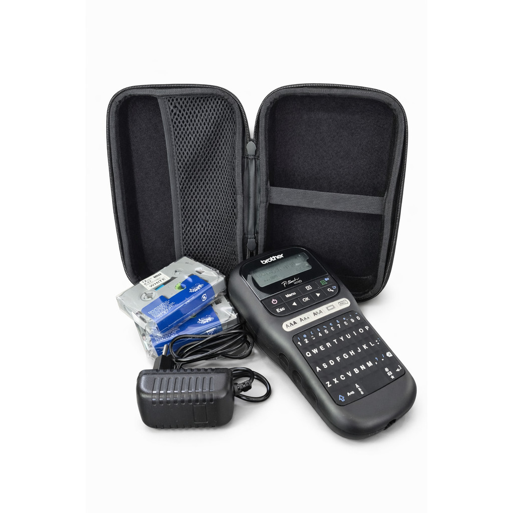 Rotulador Brother PTH110BK + 2 Fitas TZE231 + Fonte 9V + Case Kit Completo