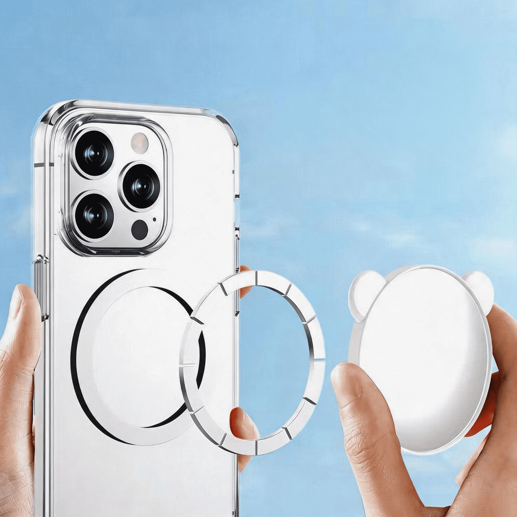 Espelho Compacto com Suporte Magnético para Smartphone – Moderno e Versátil