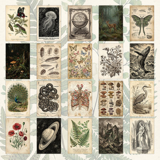 Conjunto De Cartões Postais De Arte Da Natureza Vintage De 20 Unidades-Kit De Colagem De Decoração De Parede De Animal R