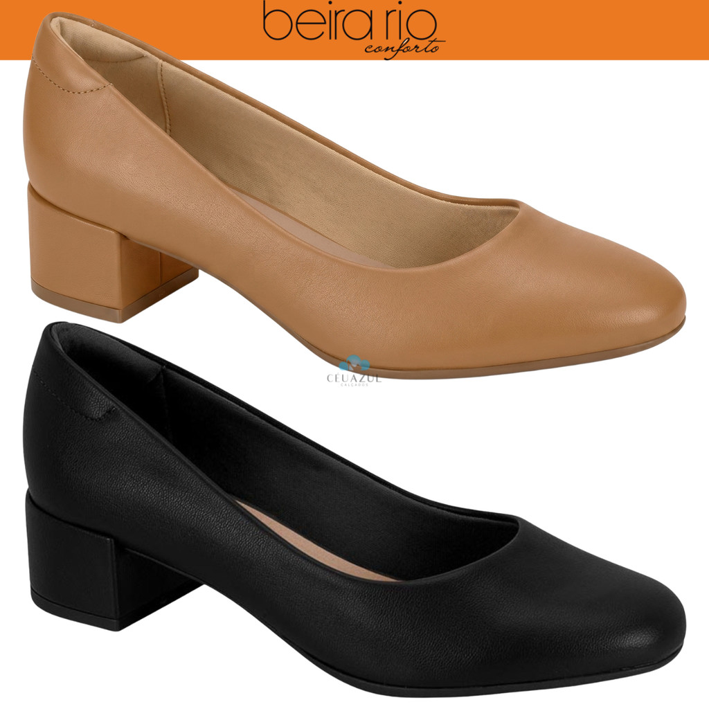 Sapato Feminino Beira Rio Scarpin Salto Bloco Médio Conforto Original