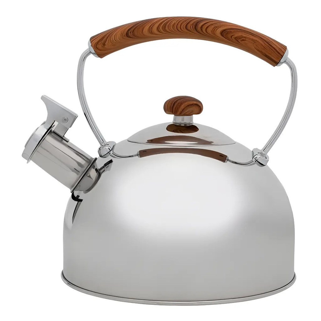 Chaleira Com Apito Aço Inox Prata 2,3l Bule Fogão Elétrico