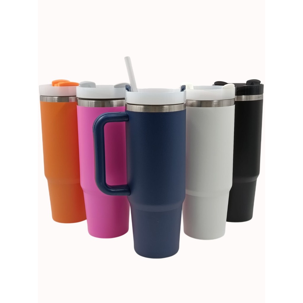 Copo Garrafa Térmica Inox 900 ML Com Tampa Rosca e Canudo