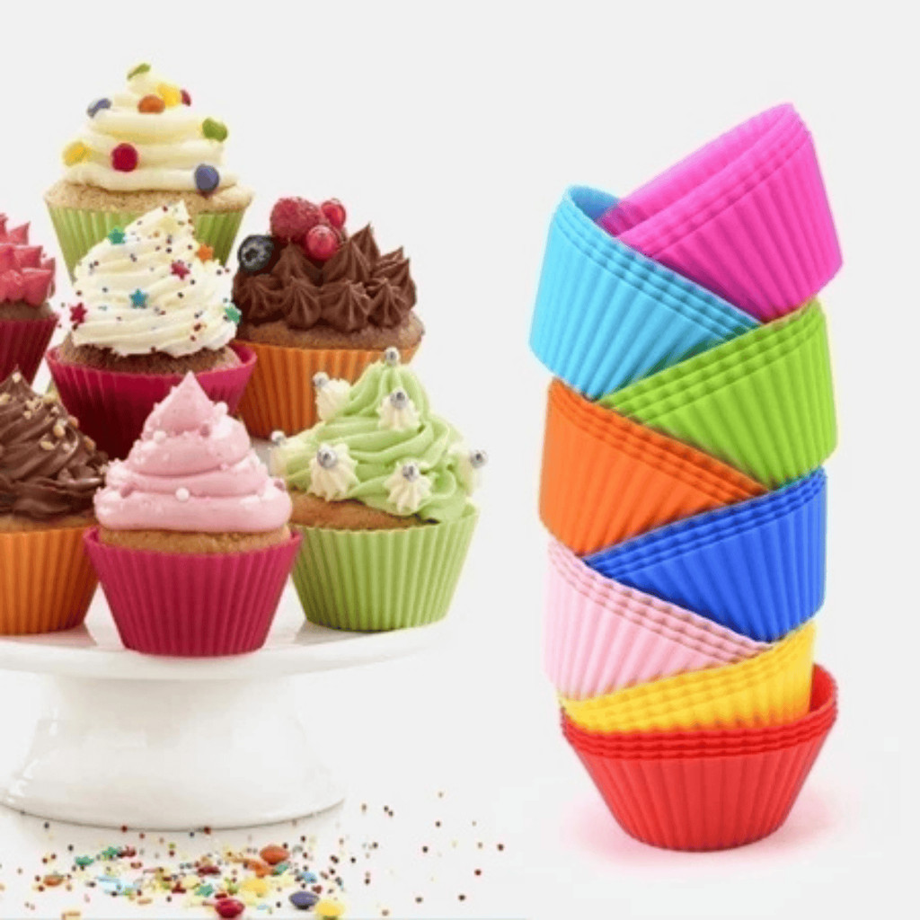 Mini Forma de Silicone para Cupcake Bolo Gelatina e Mini Muffin 12 Peças Air Fryer Forno Cupcak
