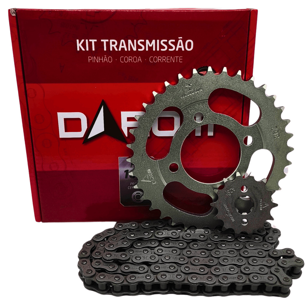 Kit relação transmissão moto Sundown Web 100 ( 2002 A 2010 ) - Darom Aço 1045