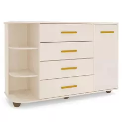 Cômoda Infantil com Cantoneira e 4 Gavetas 100% MDF New Lorena Off White - Phoenix