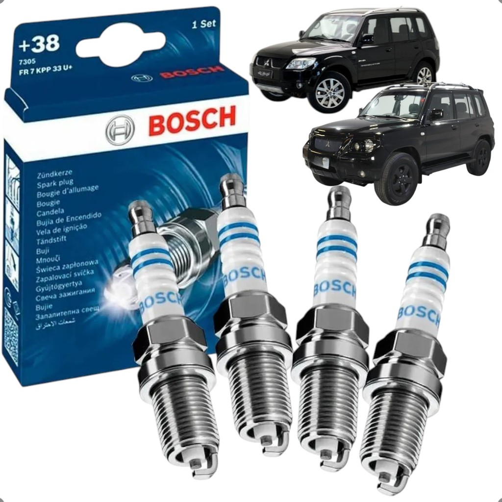 Jogo 4 Velas Ignição Bosch Super Plus Mitsubishi Pajero TR4 2.0 16V Flex 4G94 2007 a 2015