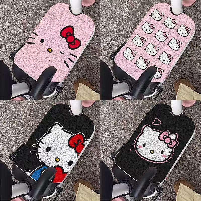 Tapete universal para veículos elétricos, desenho de gatinho, fofo, pode ser cortado sob medida, antiderrapante, à prova