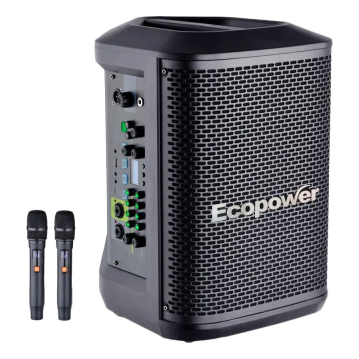 Caixa De Som Ecopower Bluetooth Karaokê Mic Profissional Usb