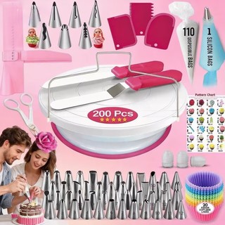 KIT 200/72pcs Decoração de Bico de Aço Inoxidável para Bolo-para Decorar Bolos,Cupcakes e Cookies,Presente para Confei