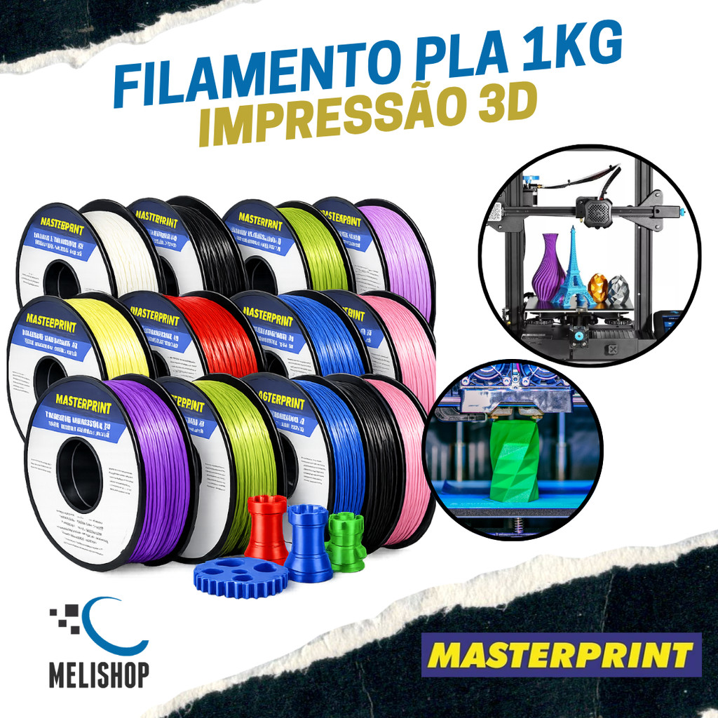 Filamento PLA Premium Hyper Speed 1Kg 1.75mm para Impressão 3D Alta Qualidade Profissional Cores