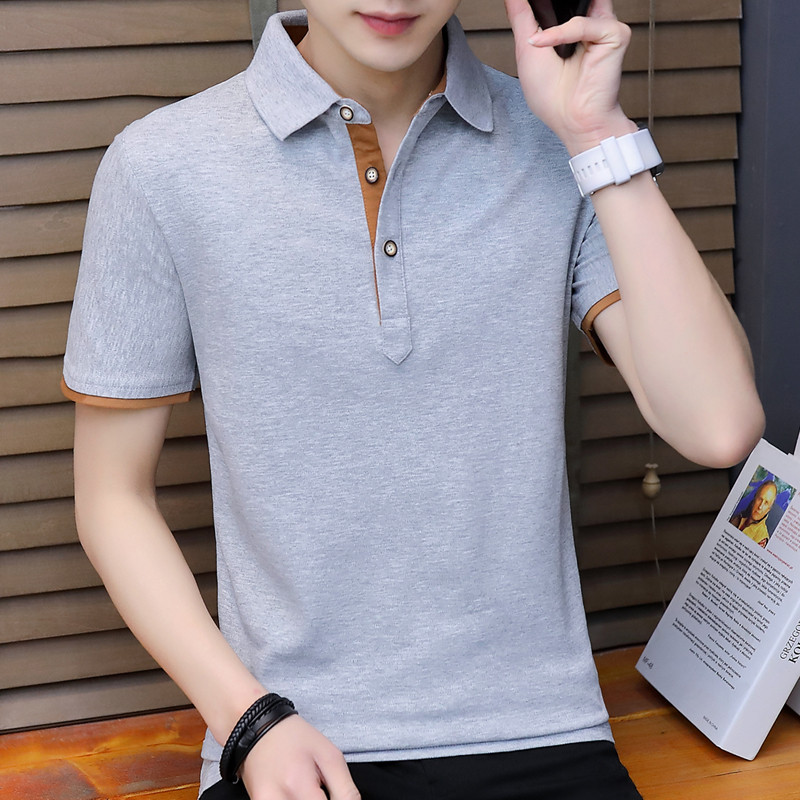 Camisa Polo masculina de manga curta puro algodão Paul camisa verão masculino frisado algodão lapela camiseta masculina 