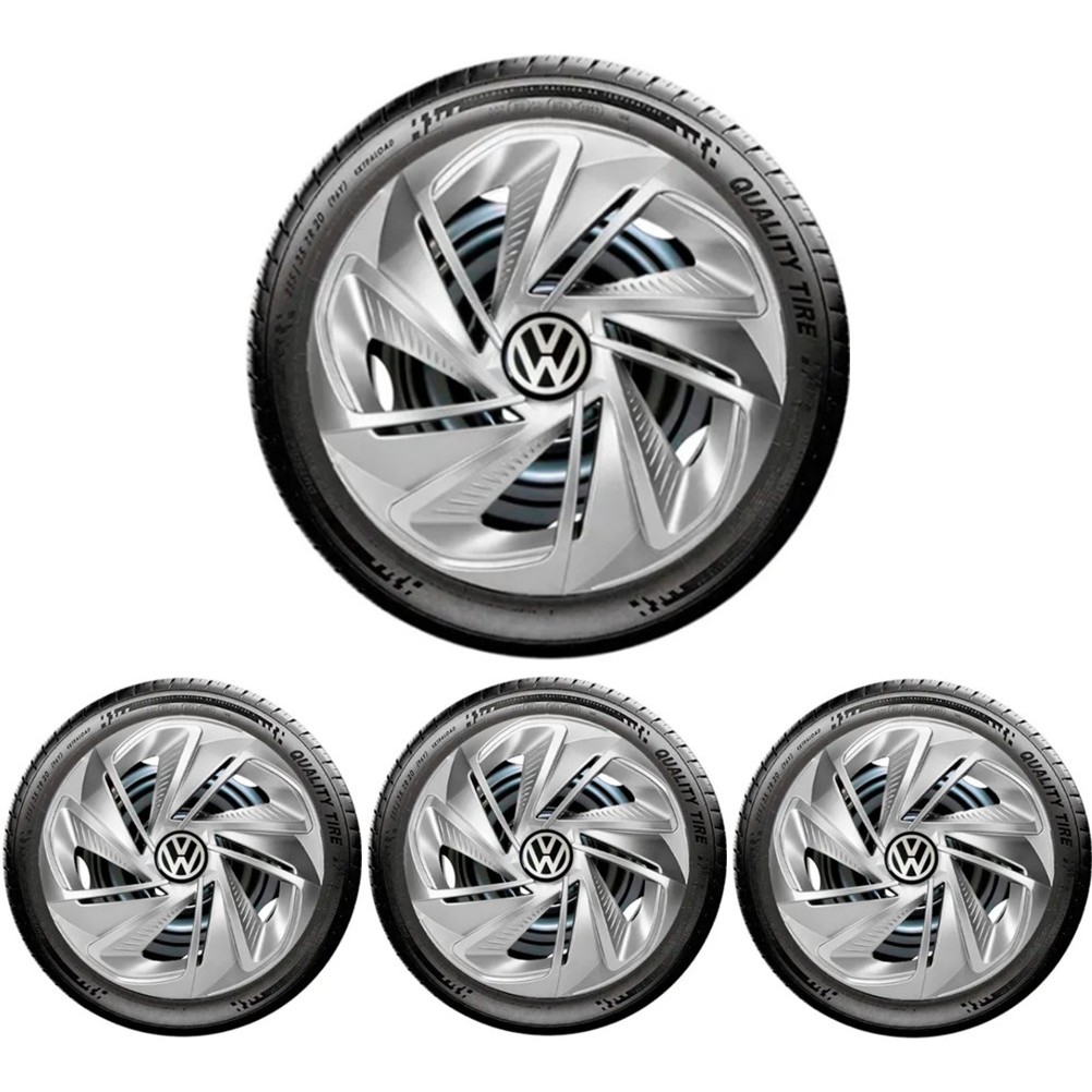 Kit Calotas Aro 13 p/ Volkswagen Gol Saveiro Parati Aro 13 4 Peças Encaixe Pressão Universal