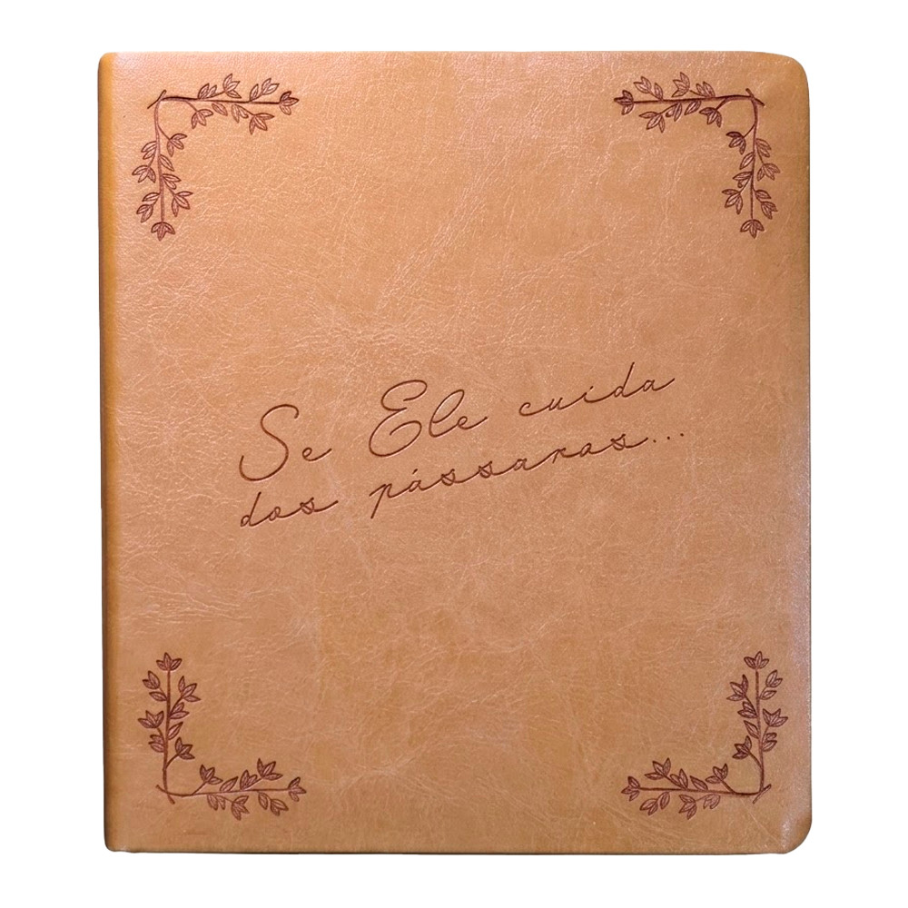 Bíblia Sagrada Leia e Anote Pássaros | NVI | Letra Grande | Capa Luxo Caramelo