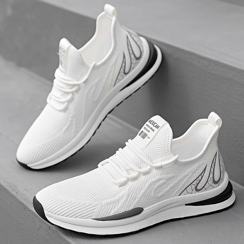 Sapatos masculinos verão respirável 2026 novo estilo na moda malha tênis de corrida sapatos brancos masculinos sapatos c