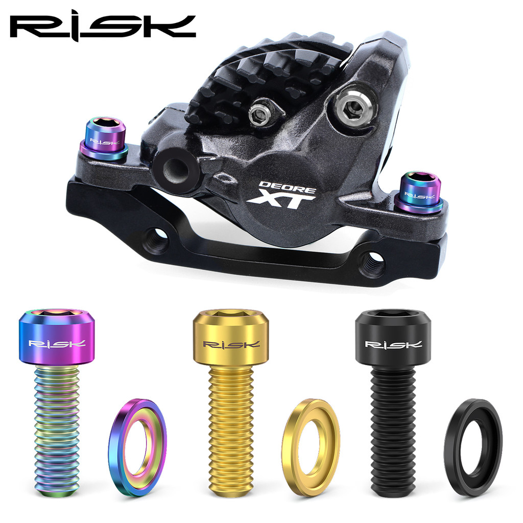 RISK M6x18 Pinça de freio a disco para Mountain Bike Kit de conjunto de parafusos de liga de titânio fixo SLX XT XTR