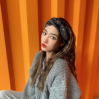 Caju flor bandana feminino versão coreana lenço ins único Retro de aba larga malha lã gravata bandana influenciador lega