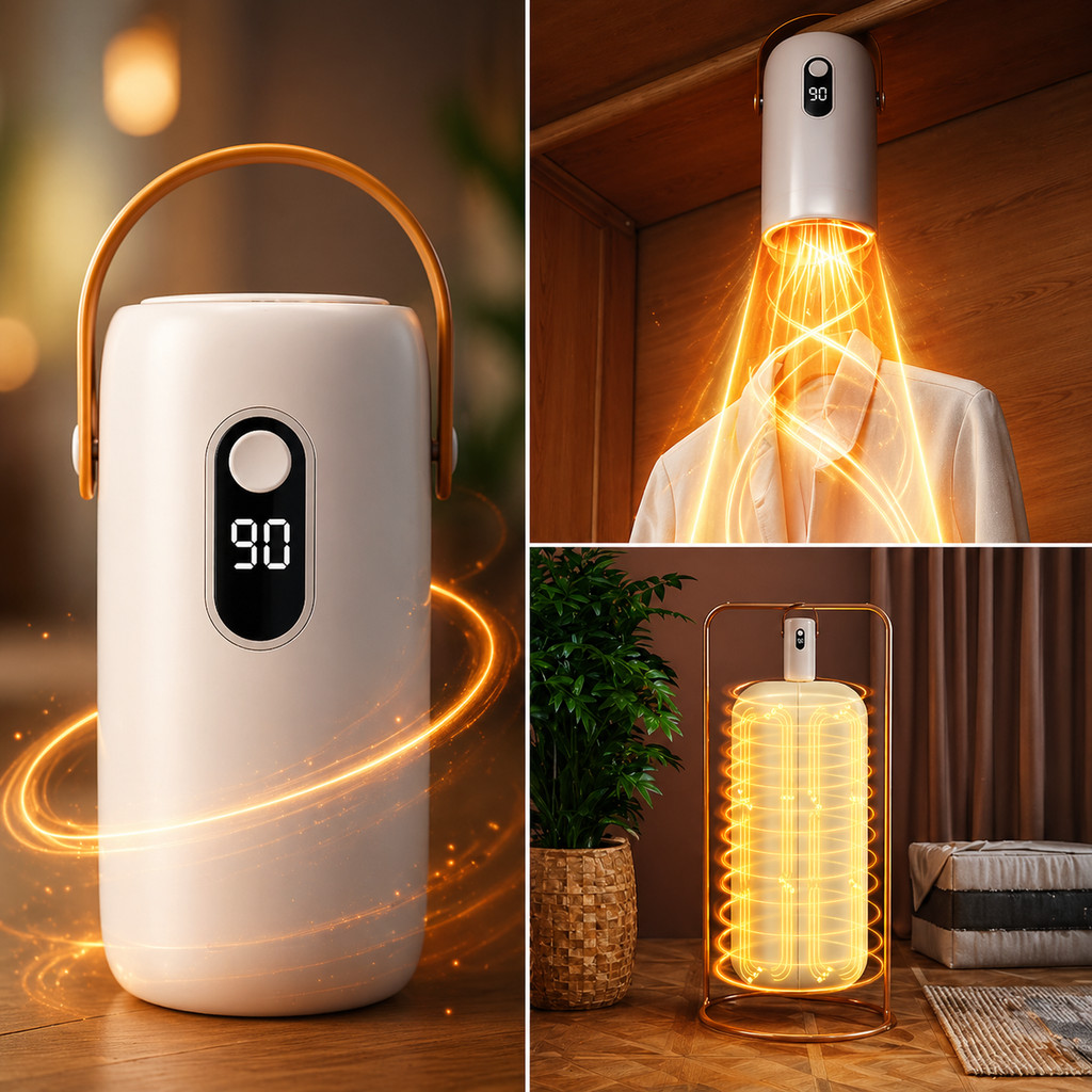Secadora De Roupas Portátil Elétrica Secagem 3x Mais Rápida Fluxo Ar 360 Graus Painel Digital E Temporizador 110V
