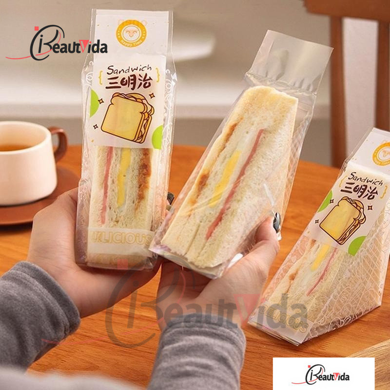  100 Peças Sacos Triangulares Transparentes Para Embalagem De Plástico Sanduíche De Pão Decoração De Festa De