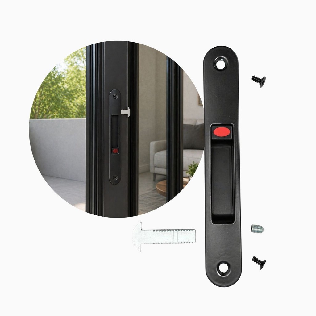 Fecho Trinco Concha Automatico FEC-637 162mm S/Chave Janela Porta Aluminio Preto Alumifix