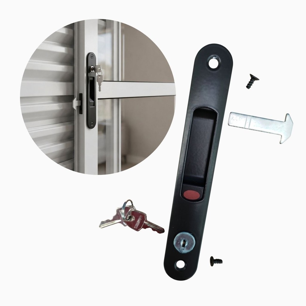 Fecho Trinco Concha Manual FEC-012APP 162mm Com 2 Chaves Janela Porta Aluminio Preto Alumifix