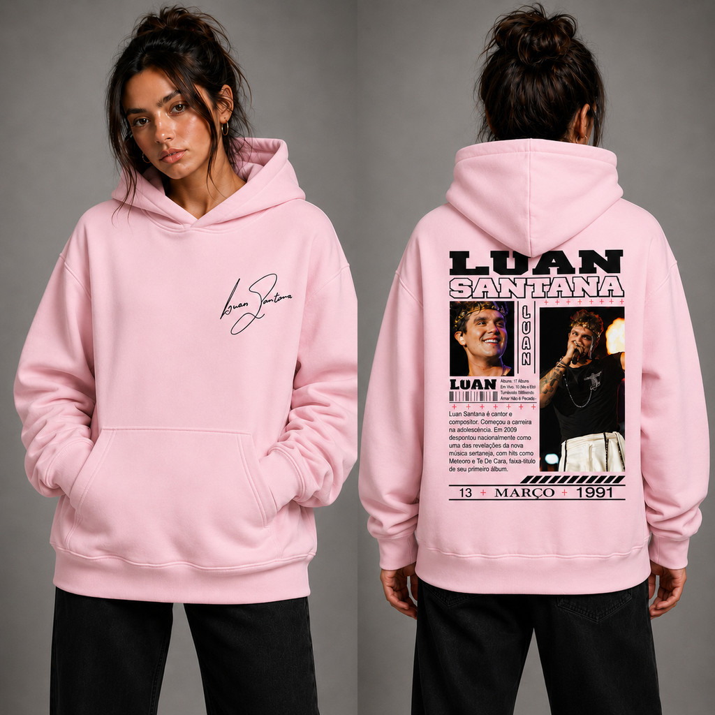 Moletom Biografia Luan Santana Blusa de Frio Canguru Exclusiva Casaco Qualidade Premium