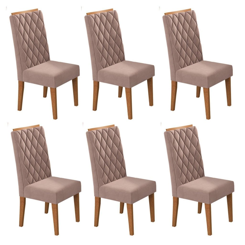 Kit com 6 Cadeiras para Sala de Jantar Mdp/mdf Dyniz Rosa