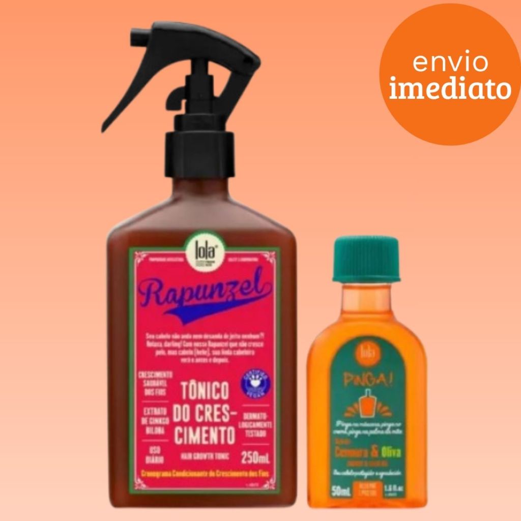 Kit Tônico Rapunzel 250ml + Óleo Pinga Cenoura e Oliva 50ml Lola Cosmetics