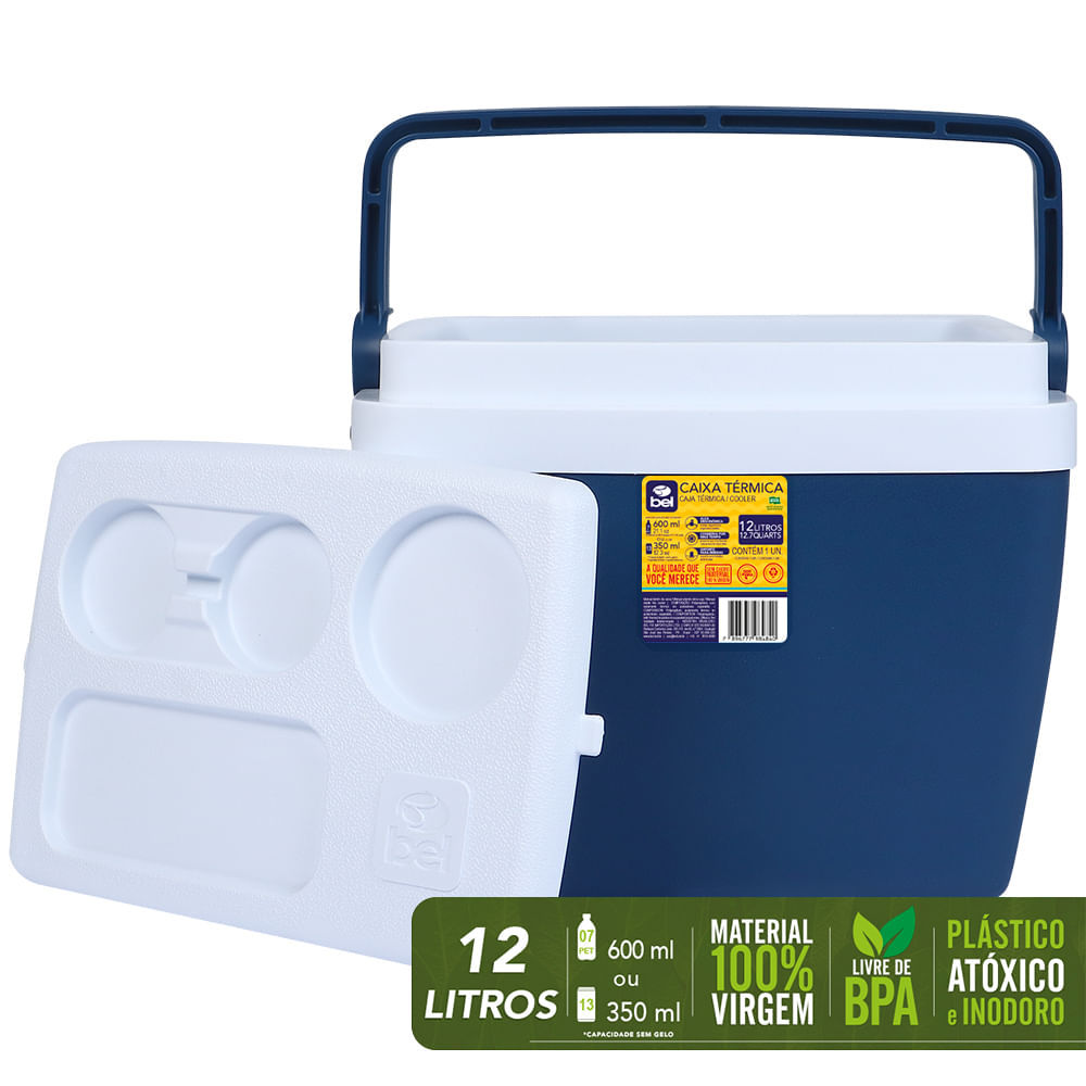 Caixa Térmica 12 Litros Azul Bel