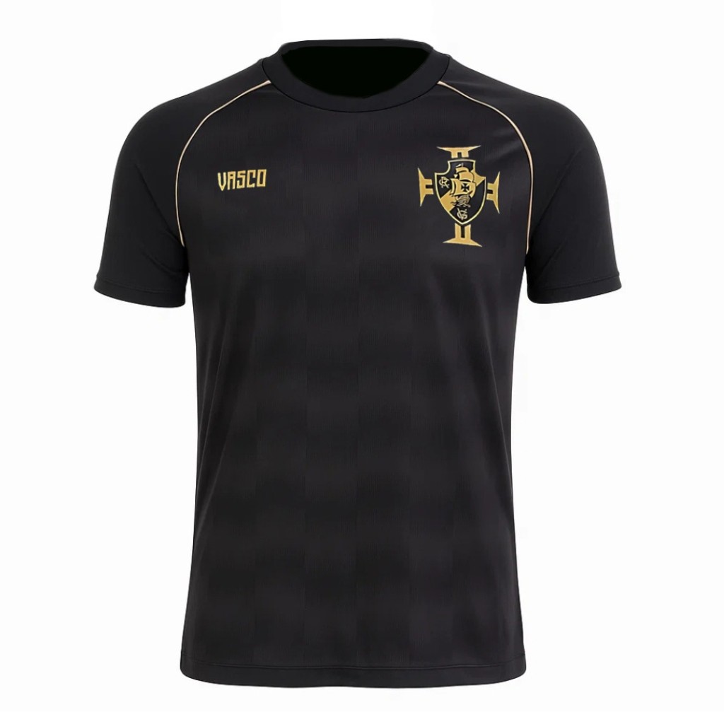 Camisa Vasco Masculina Mosaico Preta Licenciada