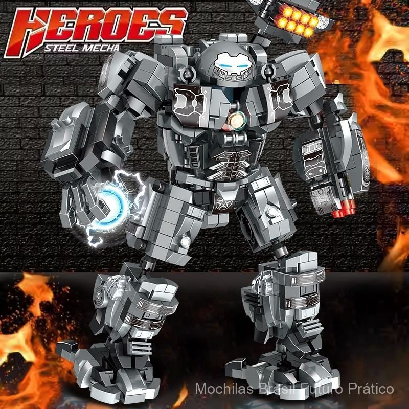 Brinquedo de Montagem de Quebra-Cabeça Mecha do Homem de Ferro Hulkbuster para Meninos Compatível com Lego Dificuldade B