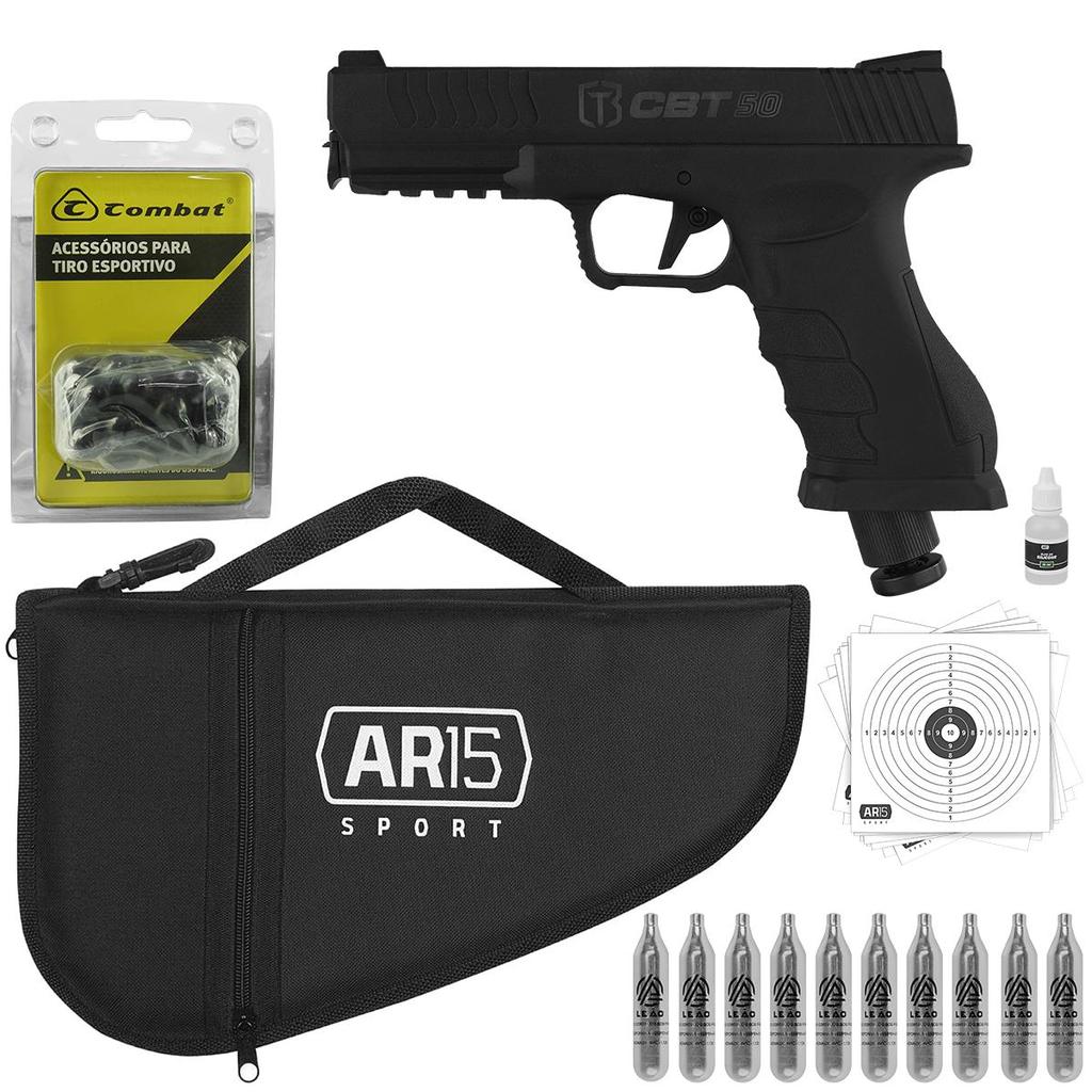 Pistola Pressao Co2 .50 Combat + 10x Co2 Capa Munição