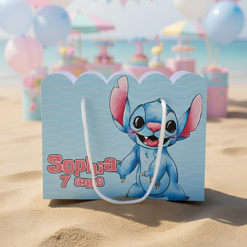 Kit Sacolinha Personalizada Lilo Stitch Angel Lembrancinha Infantil Caixinha Festa Luxo
