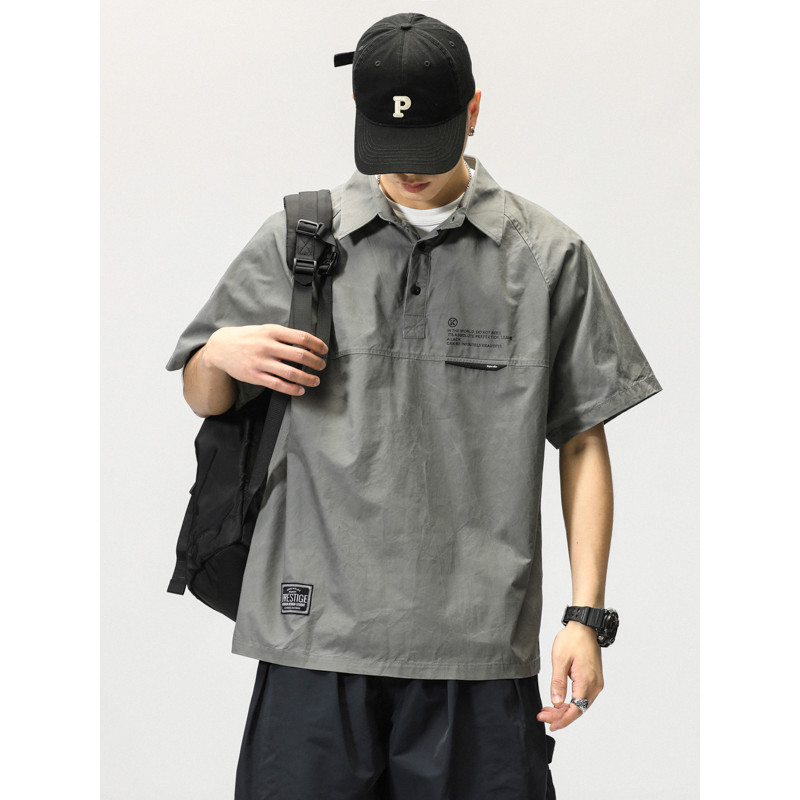 Bonito gola polo camisa geral masculina verão solto Plus Size camiseta de manga curta ins Street Wear bonito camisa de m