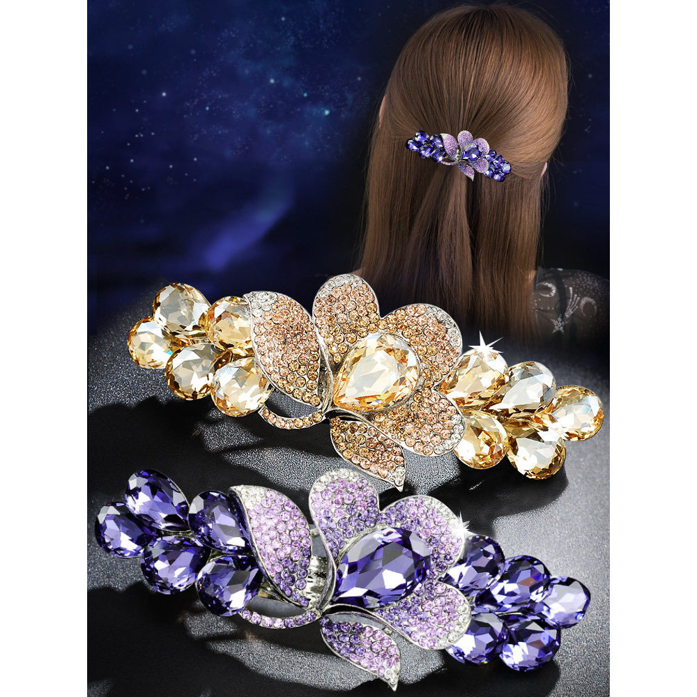 Grande grampo de cabelo volta cabeça placa cocar de cabelo High-End cristal Horizontal clipe rabo de cavalo elegante pri