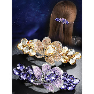 Grande grampo de cabelo volta cabeça placa cocar de cabelo High-End cristal Horizontal clipe rabo de cavalo elegante pri