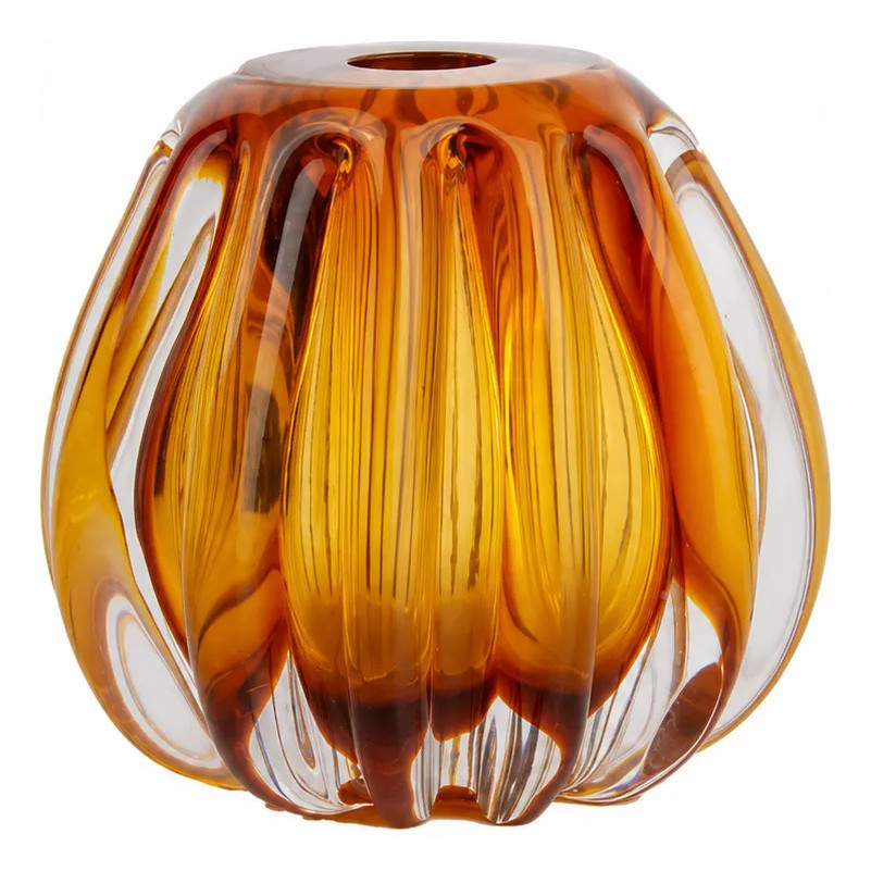 Vaso Decorativo Vidro Para Aparador Moderno 14x11x13cm Âmber