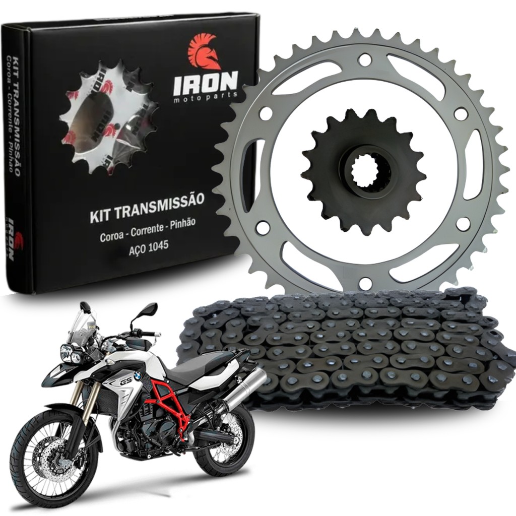 KIT RELAÇÃO TRANSMISSÃO PREMIUM COM RETENTOR IRON BMW F800 GS F800 ADVENTURE 2008 A 2018