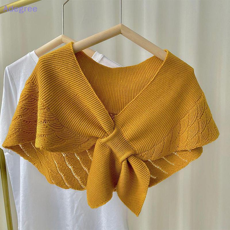 Adegree Feminino Malha Quente Xale Simples Ne Guarda Cachecóis Cor Sólida Blusa Ombros Coleiras Falsas Verão Ar Condicio