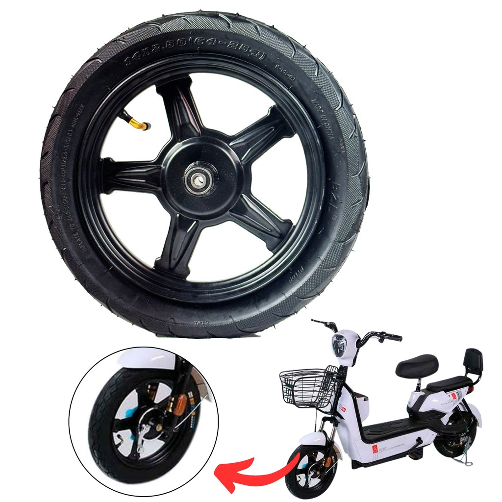 Aro 14x2.50 Dianteiro 10 Com Pneu Scooter Bicicleta Eletrica WeHawk Smartway Fly Happy Smart Ecobikes Gicin