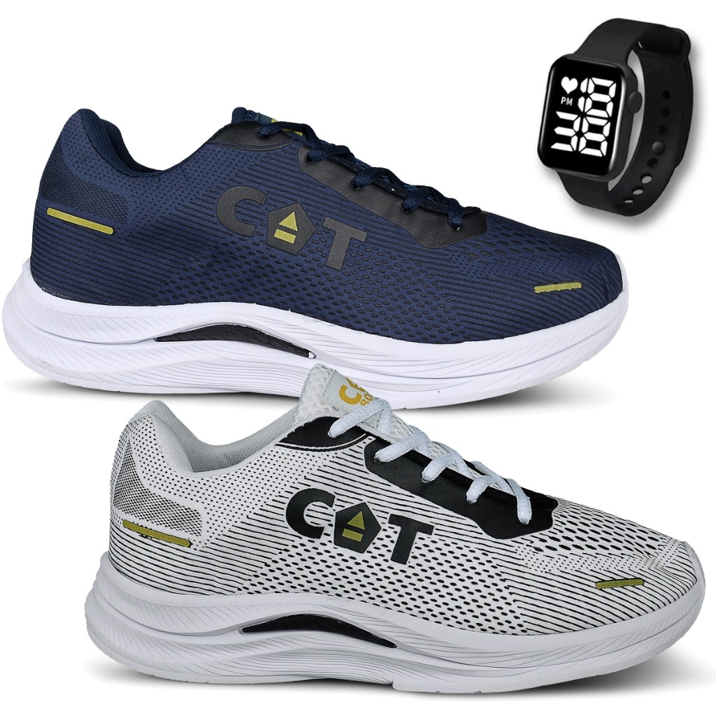 Kit 2 Tênis Masculino Catboots High Lançamento Esporte Mais Vendido + Relógio Led