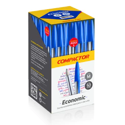 Caixa Com 50 Canetas Compactor Economic Ponta Média 1.0 mm