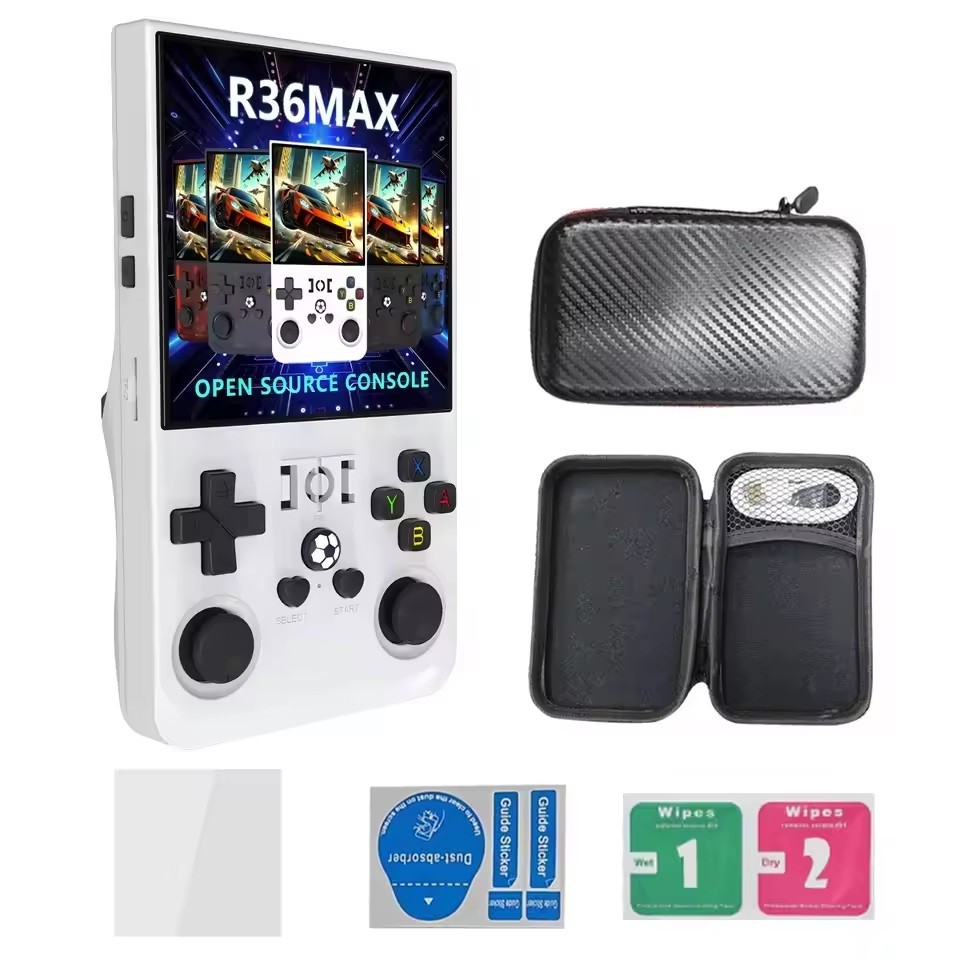 Console Portátil Retrô R36Max 64GB de Memória e 18.000 Jogos e 128GB Com 22.000 Jogos Clássicos Inclui Case E Película