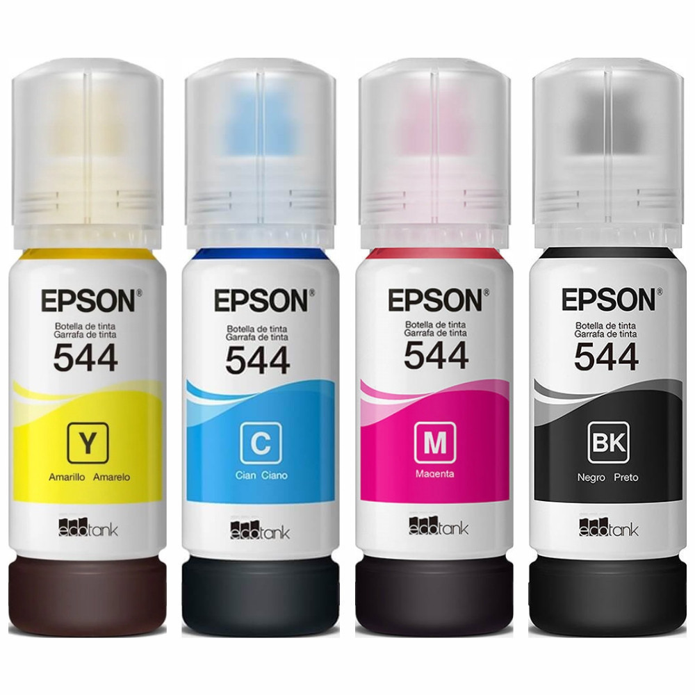 Kit 04 Refil Tintas t544  L3250 L3210  L3150 preto e color