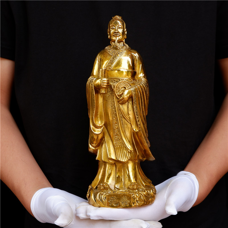 Ventilador De bronze estátua bronze estátua bronze deus da riqueza estátua em pé comercial Sheng casa sala estar decoraç